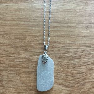 Sea Glass Necklace Light Aqua